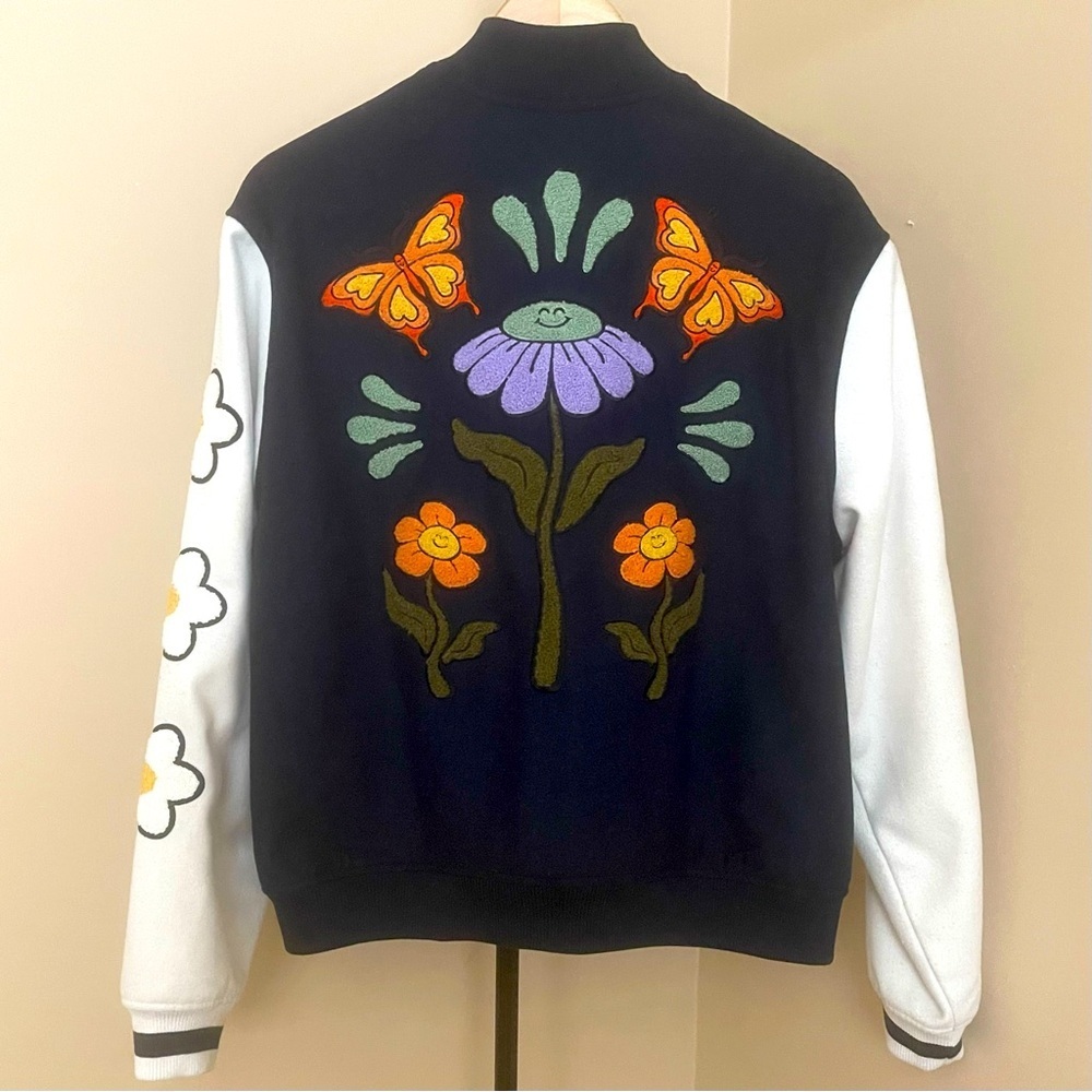 PacSun Varsity Jacket with Floral Sleeves